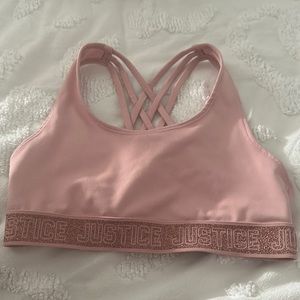justice pink and sparkly sports bra